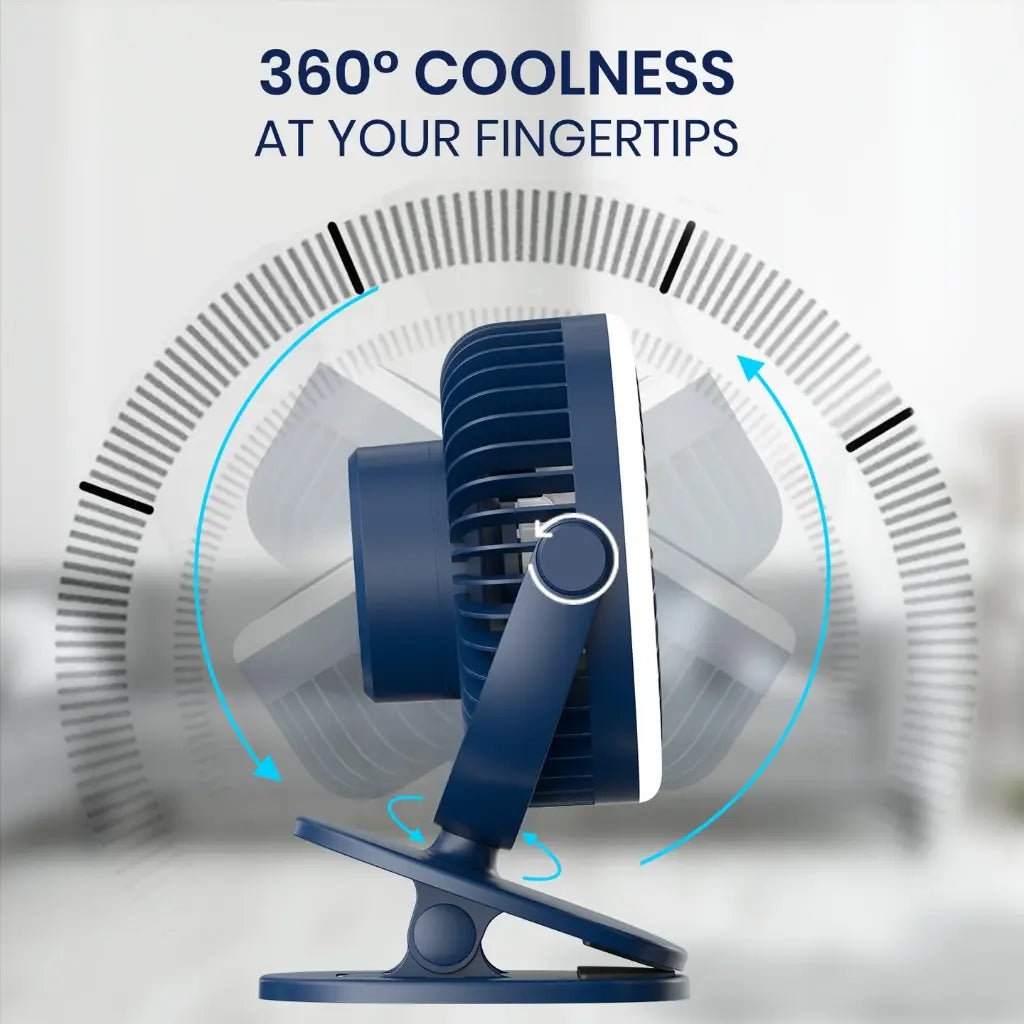 Portronics ClipCool POR 3050 Portable Rechargeable Clip-On Desk Fan with Integrated Ring LED Light