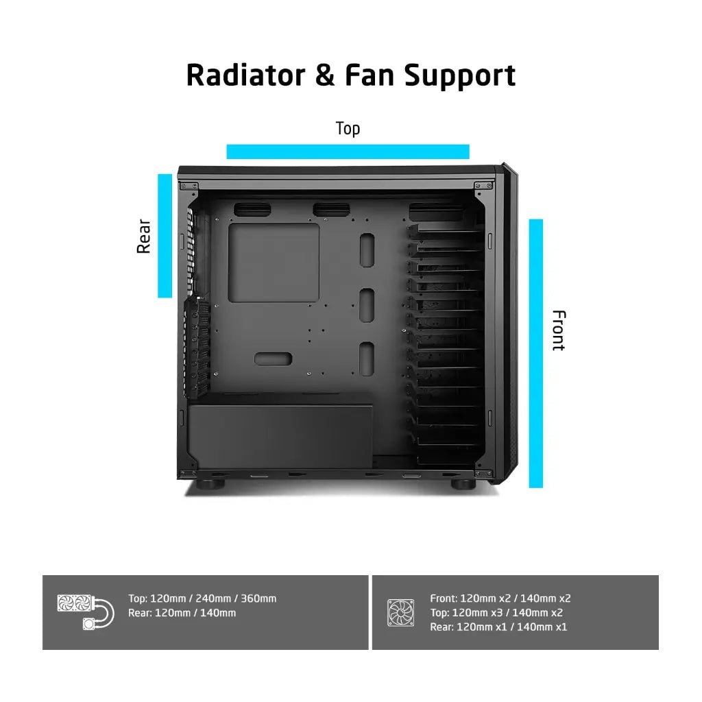 Prolab Design AI748 Full-Tower Workstation Case with High Airflow Mesh Front Panel - Black