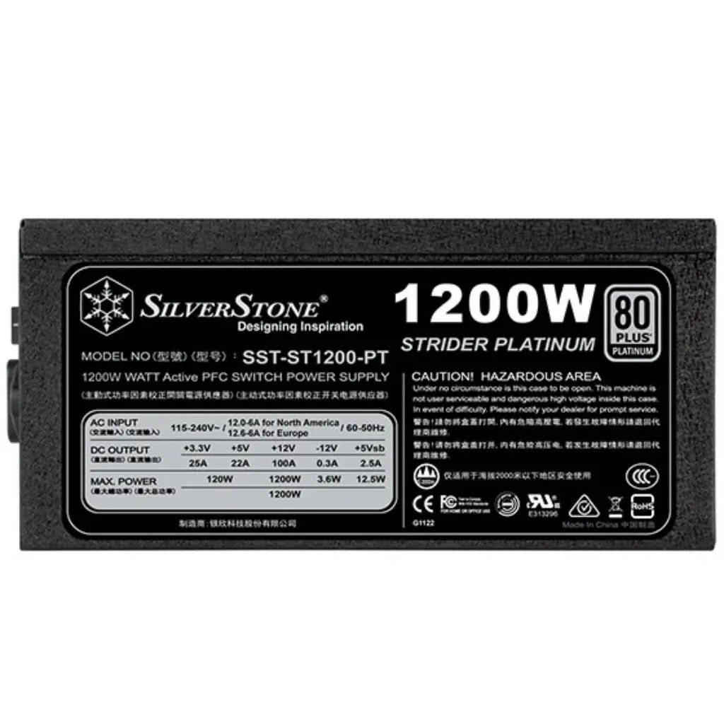 SilverStone Strider Platinum 1200W Fully Modular 80 Plus Platinum ATX Power Supply (SST-ST1200-PTS)