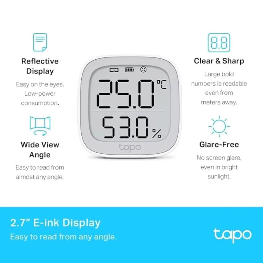 TP-Link Tapo T315 Smart Temperature and Humidity Monitor with 2.7-inch E-Ink Display and High-Accuracy Sensor