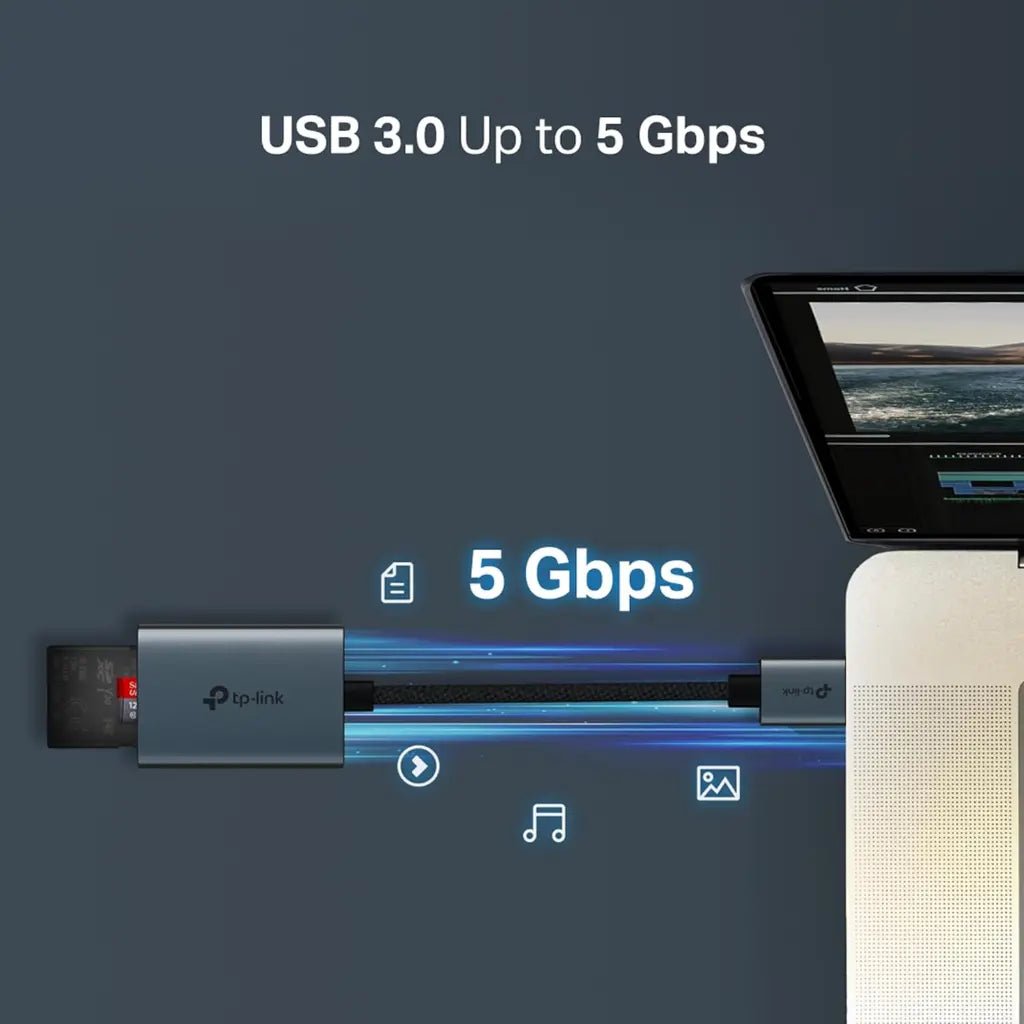 TP-Link UA430 USB 3.0 Type-A Dual Slot SD and microSD Card Reader with 5Gbps High-Speed Data Transfer