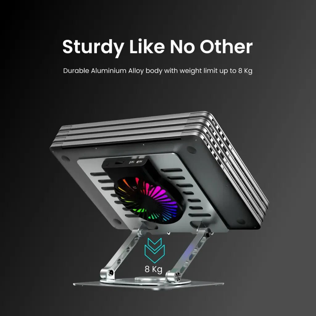 Portronics My Buddy Spinlight POR 2002 Adjustable Laptop Stand with Integrated 1200 RPM Cooling Fan
