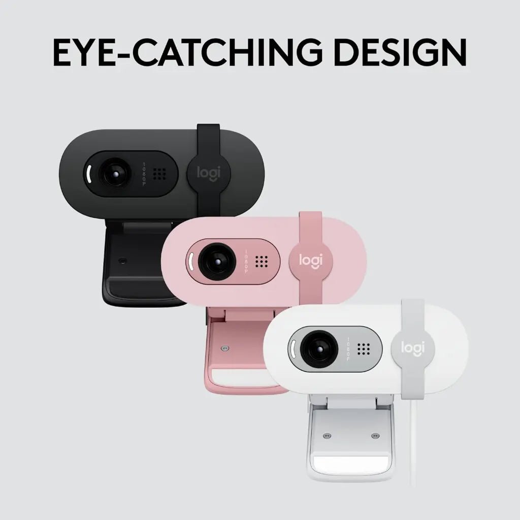 Logitech BRIO 100 Full HD 1080p USB-A Webcam with Integrated Privacy Shutter and Noise-Reducing Microphone - Off White