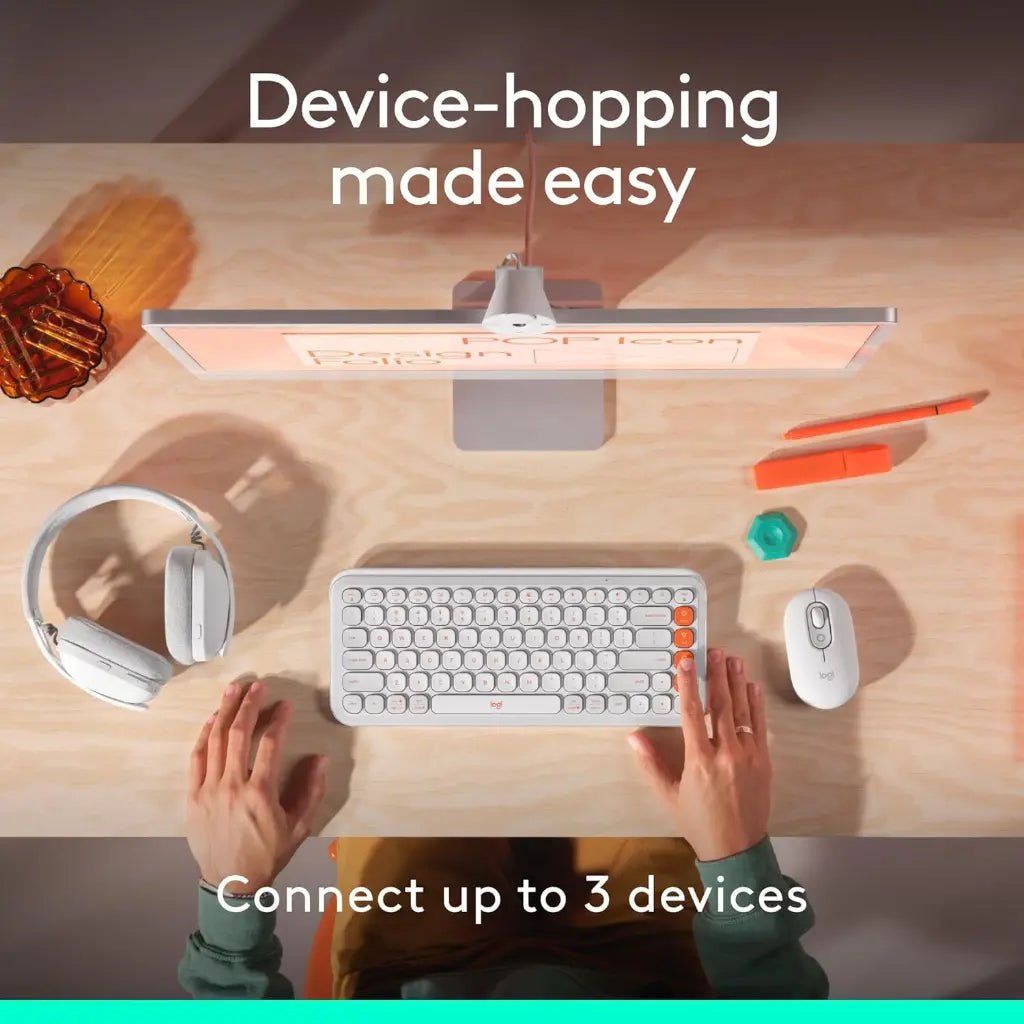 Logitech POP Multi-Device Bluetooth Wireless Mouse with Customizable Emoji Button - Off White