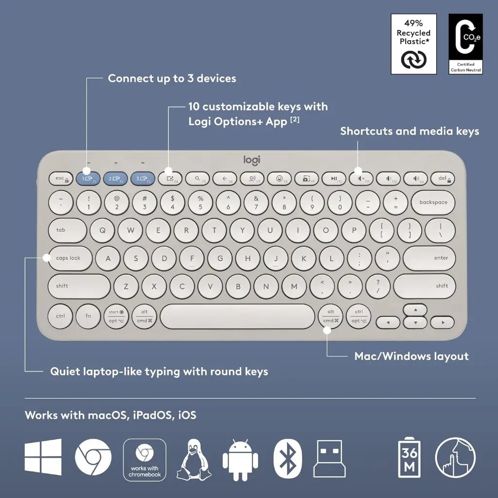Logitech Pebble 2 Multi-Device Bluetooth Wireless Keyboard and Mouse Combo - Tonal Sand