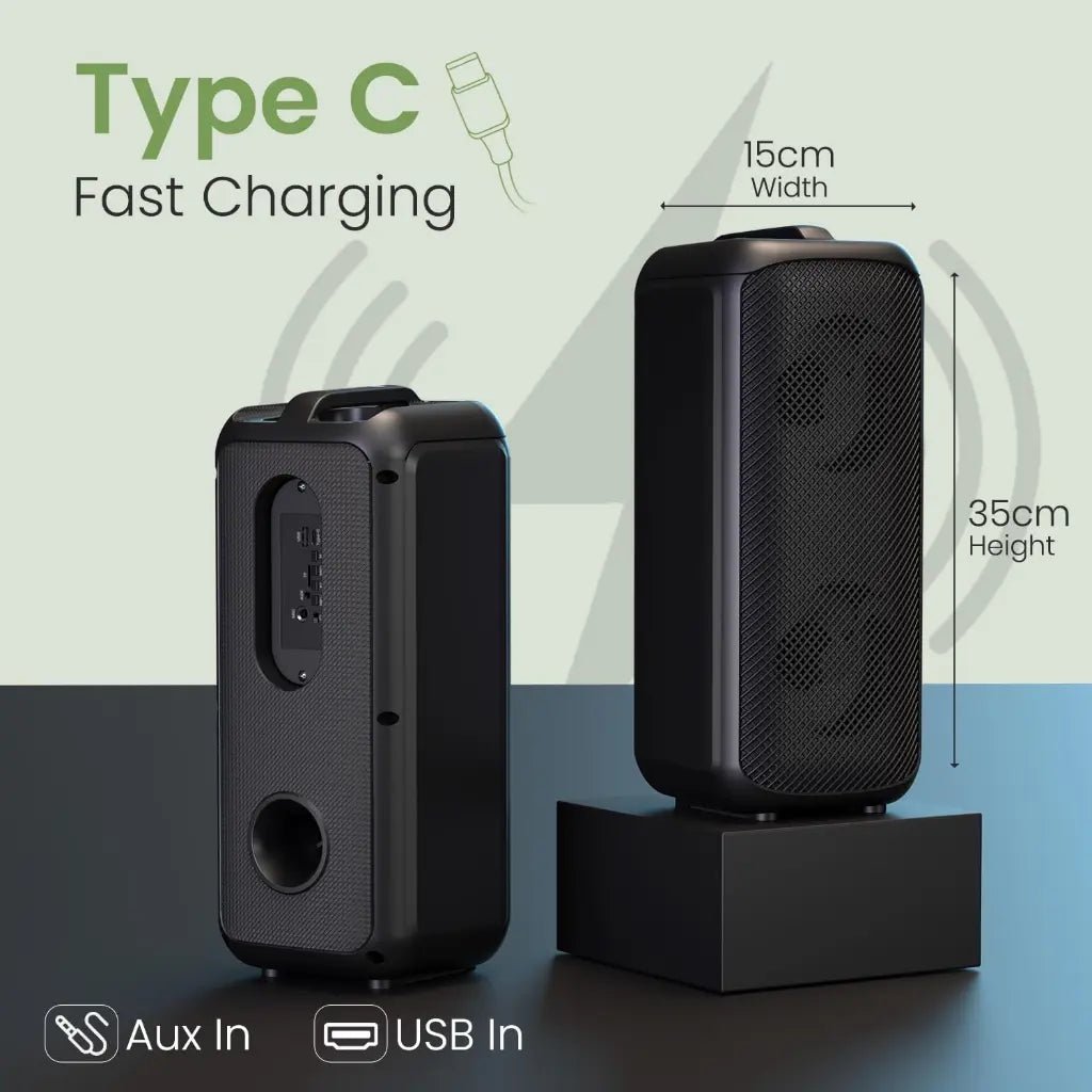 Portronics Rumble POR 2345 25W Bluetooth 5.3 Portable Party Speaker with Wired Microphone and 5-Hour Battery Life