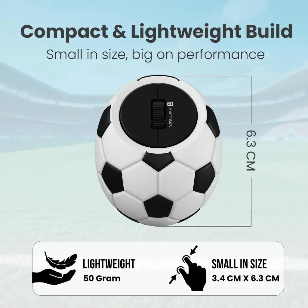 Portronics ToadPlay Football POR 3119 Mini Wireless Mouse with Dual Mode Connectivity and 2400 DPI Optical Sensor