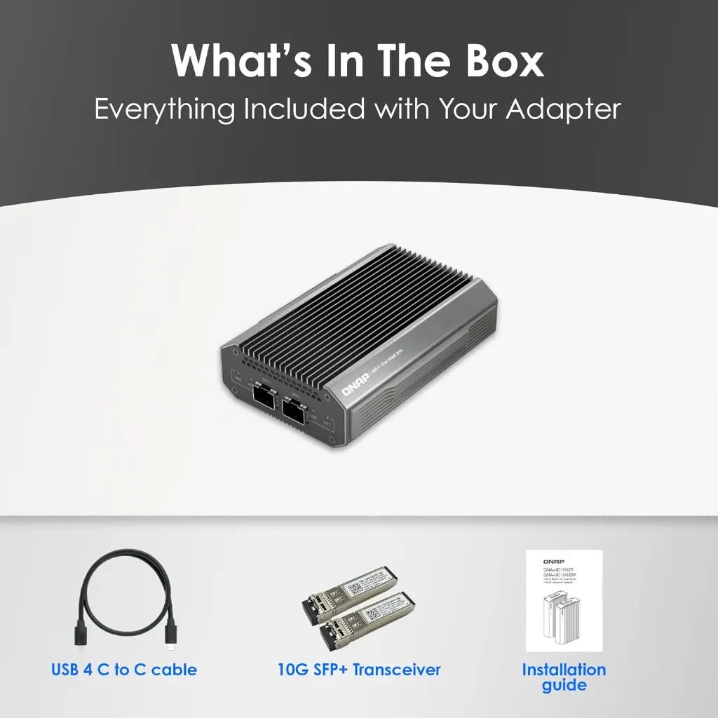 QNAP QNA-UC10G2SF USB4 to Dual-Port 10GbE SFP+ Network Adapter for High-Speed Connectivity