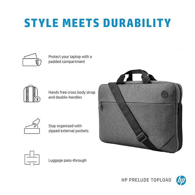 HP Prelude 15.6-Inch Laptop Topload Briefcase with Double Handles and Crossbody Strap