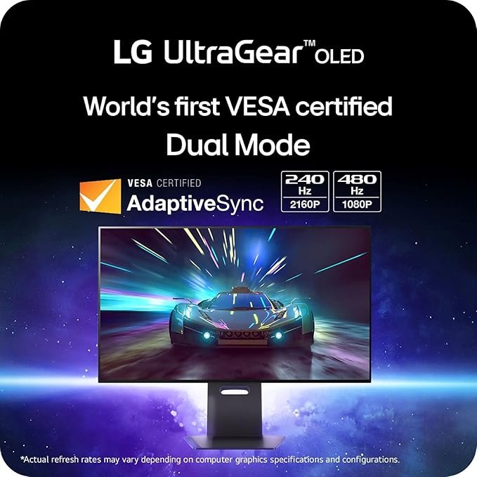LG UltraGear 32GS95UE 31.4-inch 4K UHD Dual-Mode OLED Gaming Monitor with 240Hz/480Hz Refresh Rate