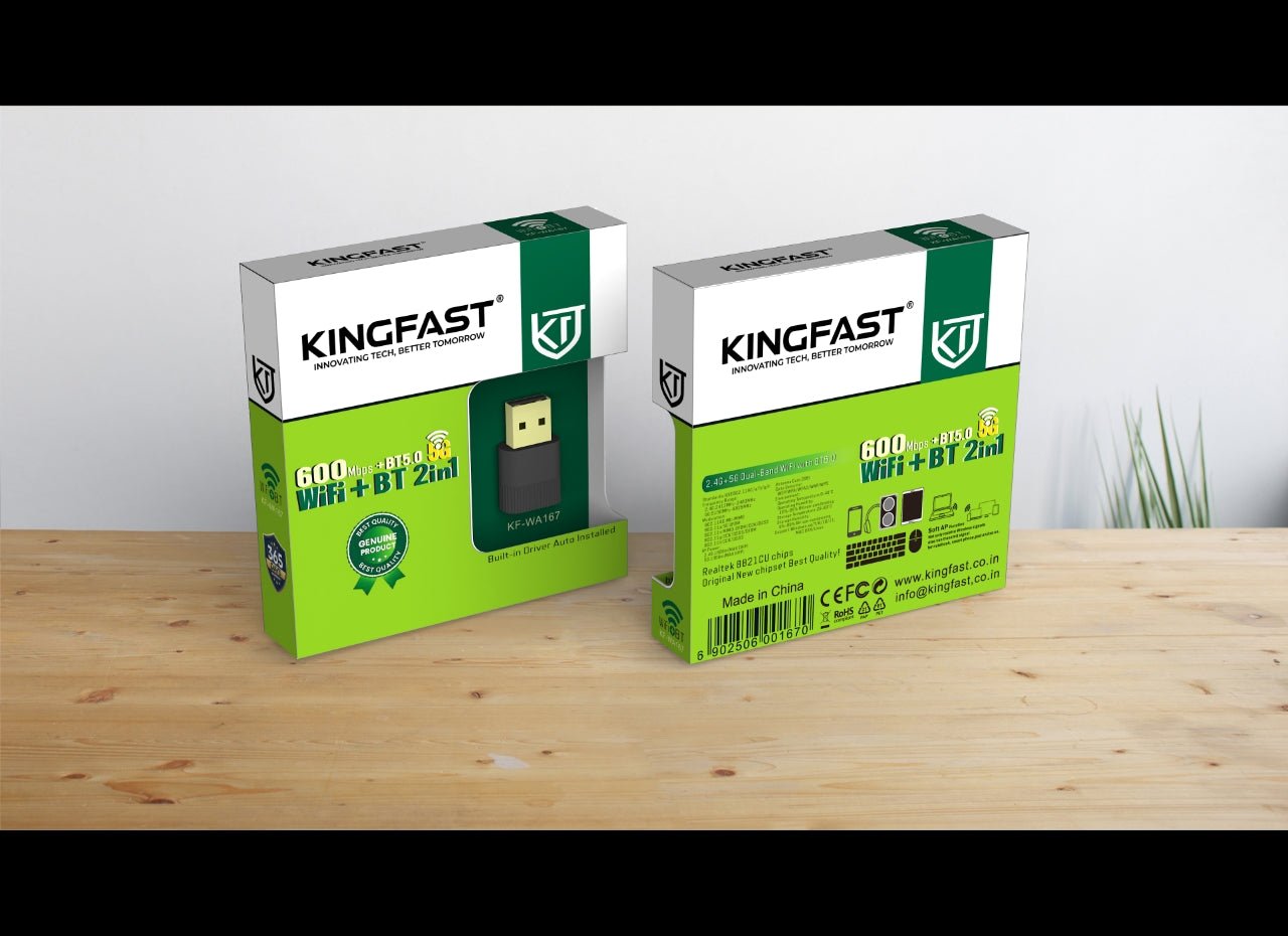 KINGFAST KF-A167 600 Mbps Dual Band USB Wi-Fi Adapter with Bluetooth 5.0 Wireless Receiver
