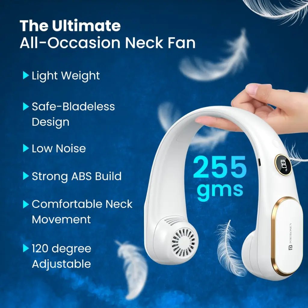Portronics GoBreeze POR 2048 Rechargeable Portable Bladeless Neck Fan with 360-Degree Surround Airflow