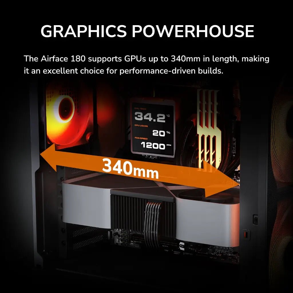 Cougar Airface 180 Mid Tower PC Case with Dual 180mm ARGB Fans and Tempered Glass Side Panel