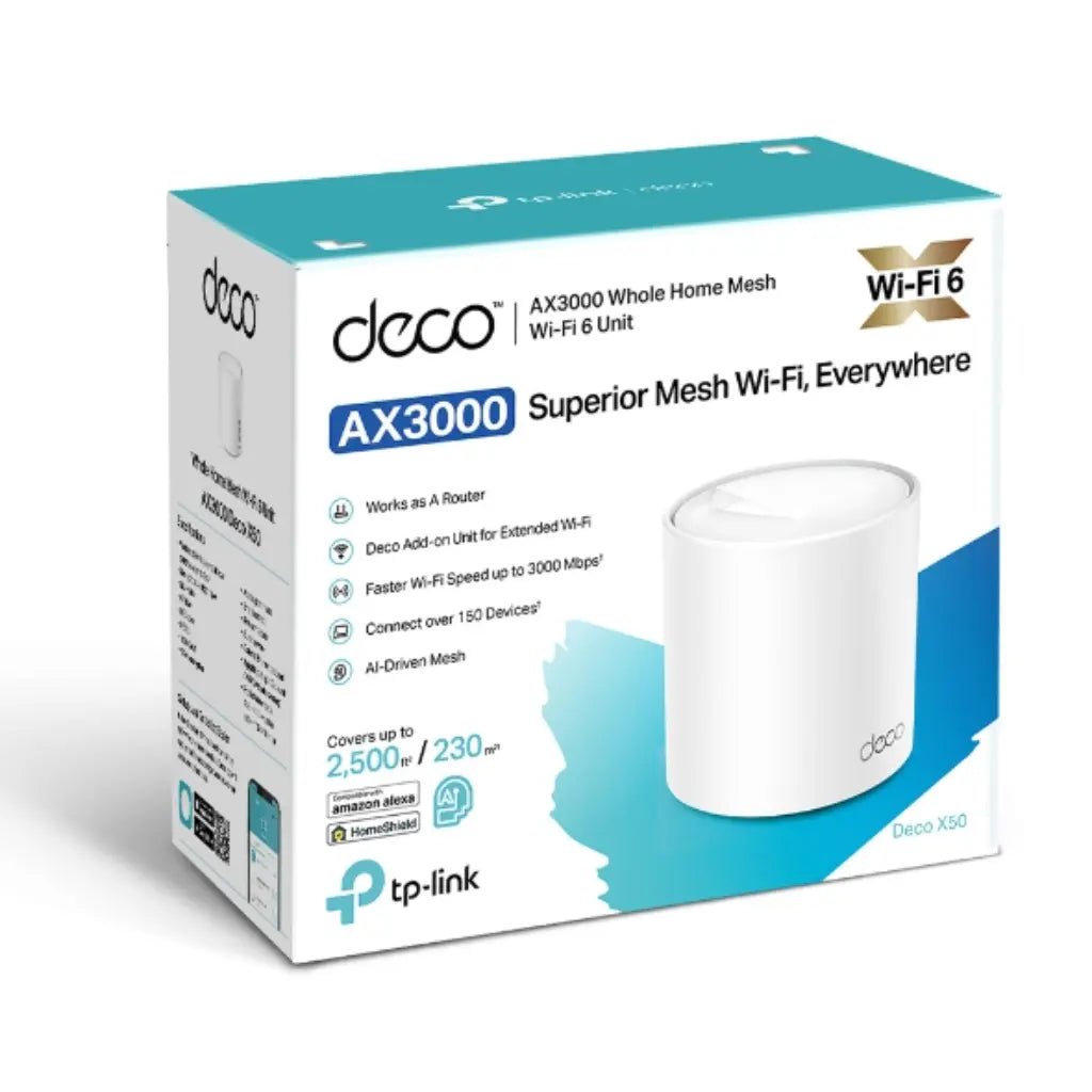 TP-Link Deco AX3000 X50 Whole Home Mesh WiFi 6 System - 1 Pack