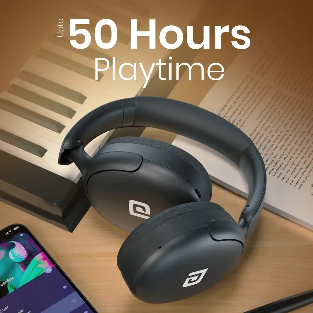 Portronics Muffs M5 (POR 3149) Over-Ear Wireless Bluetooth Headphones with Hybrid Active Noise Cancellation and 50-Hour Playtime