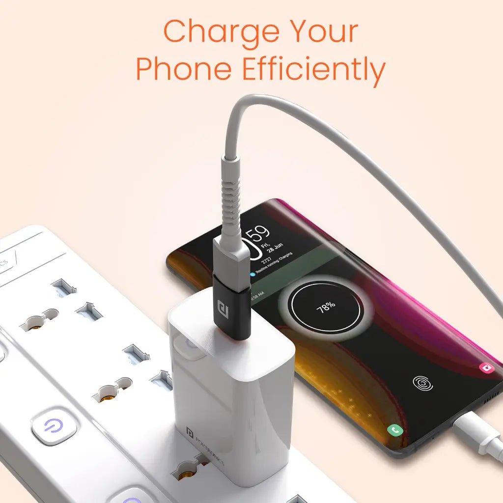 Portronics Bridge Y USB-A to USB-C OTG Adapter with Fast Charging Support