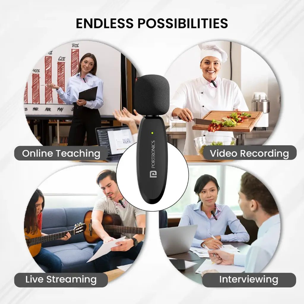 Portronics Vlogmate POR 2320 Dual Wireless Lavalier Microphone System with Type-C Receiver