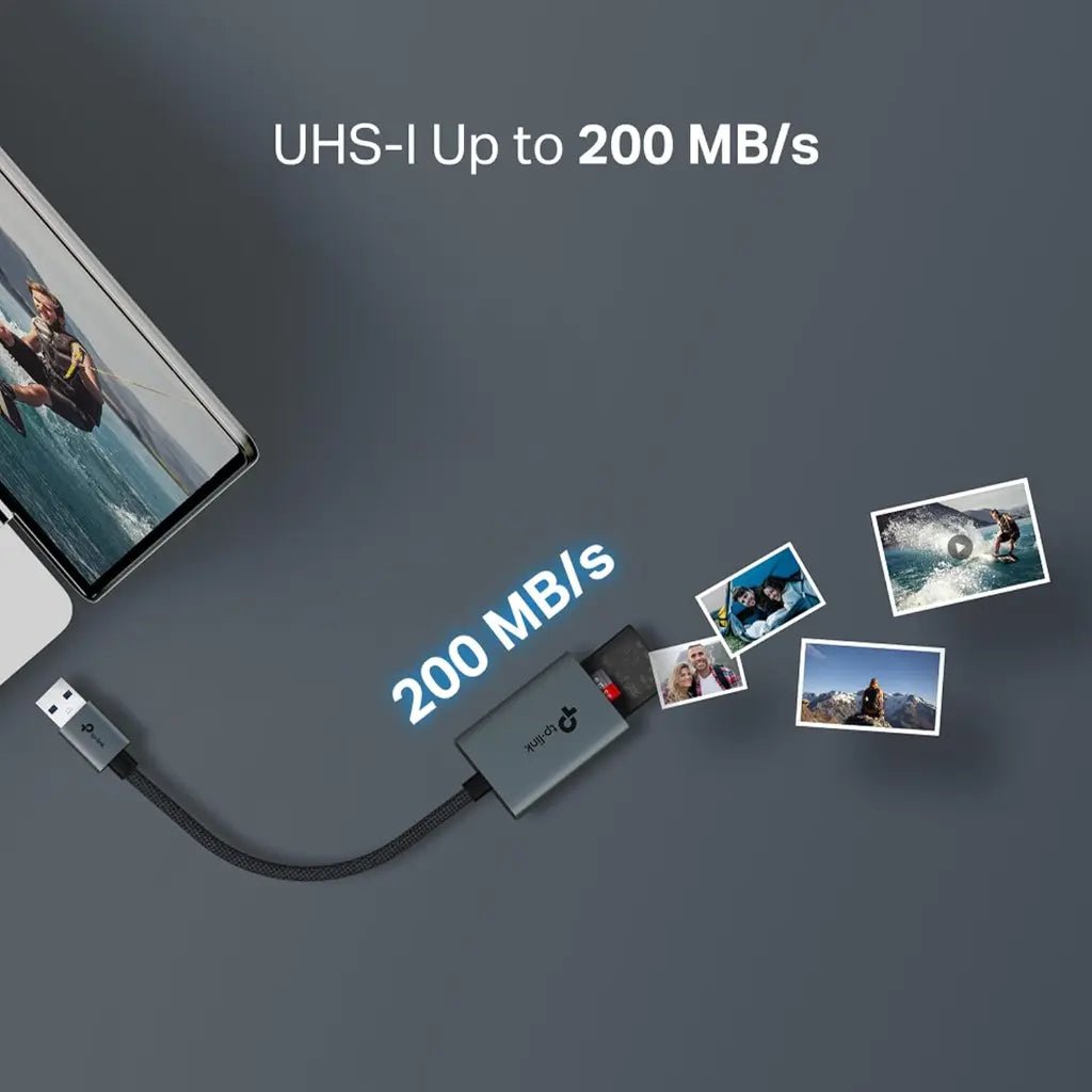 TP-Link UA430 USB 3.0 Type-A Dual Slot SD and microSD Card Reader with 5Gbps High-Speed Data Transfer