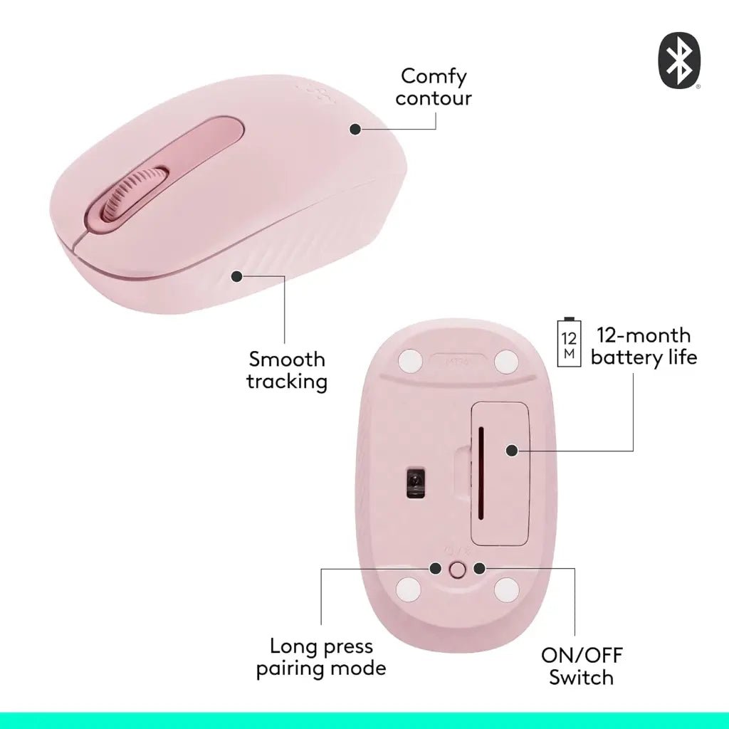 Logitech M196 Compact Bluetooth Wireless Optical Mouse - Rose