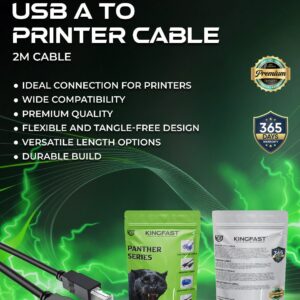 Kingfast 20 Meter USB 2.0 Type-A to Printer Cable with Signal Booster Chip