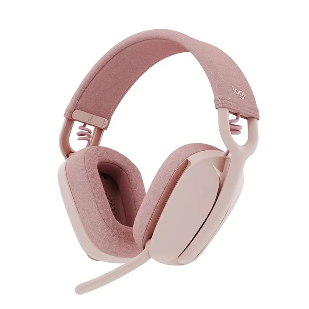 Logitech Zone Vibe 100 Lightweight Over-Ear Wireless Bluetooth Headphones with Noise-Cancelling Microphone - Rose
