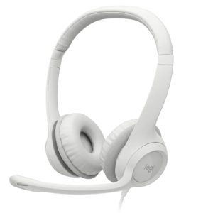 Logitech H390 USB Wired Headset with Noise-Cancelling Microphone and In-Line Controls - Off White