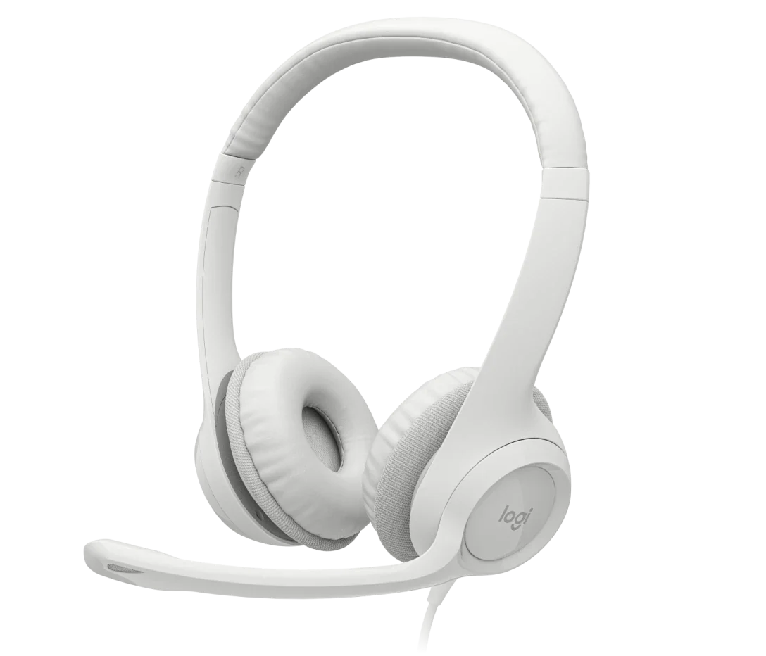 Logitech H390 USB Wired Headset with Noise-Cancelling Microphone and In-Line Controls - Off White