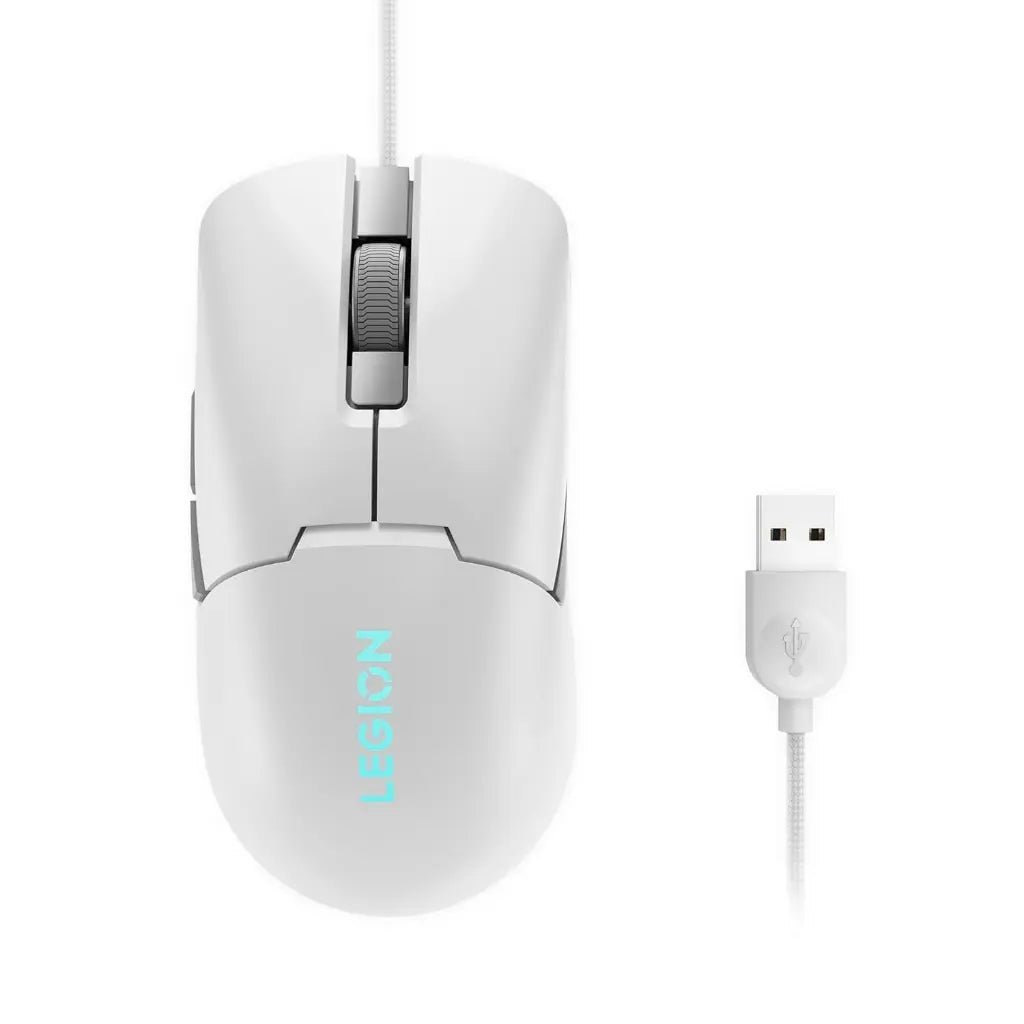 Lenovo Legion M300s Ultra-Lightweight 8000 DPI RGB Wired Gaming Mouse - Glacier White