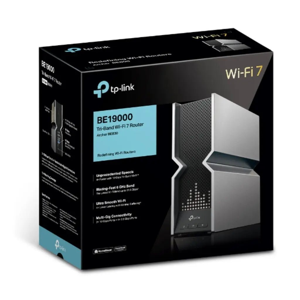 TP-Link Archer BE800 BE19000 Tri-Band Wi-Fi 7 Router with 19Gbps Speeds and Dual 10G Ports