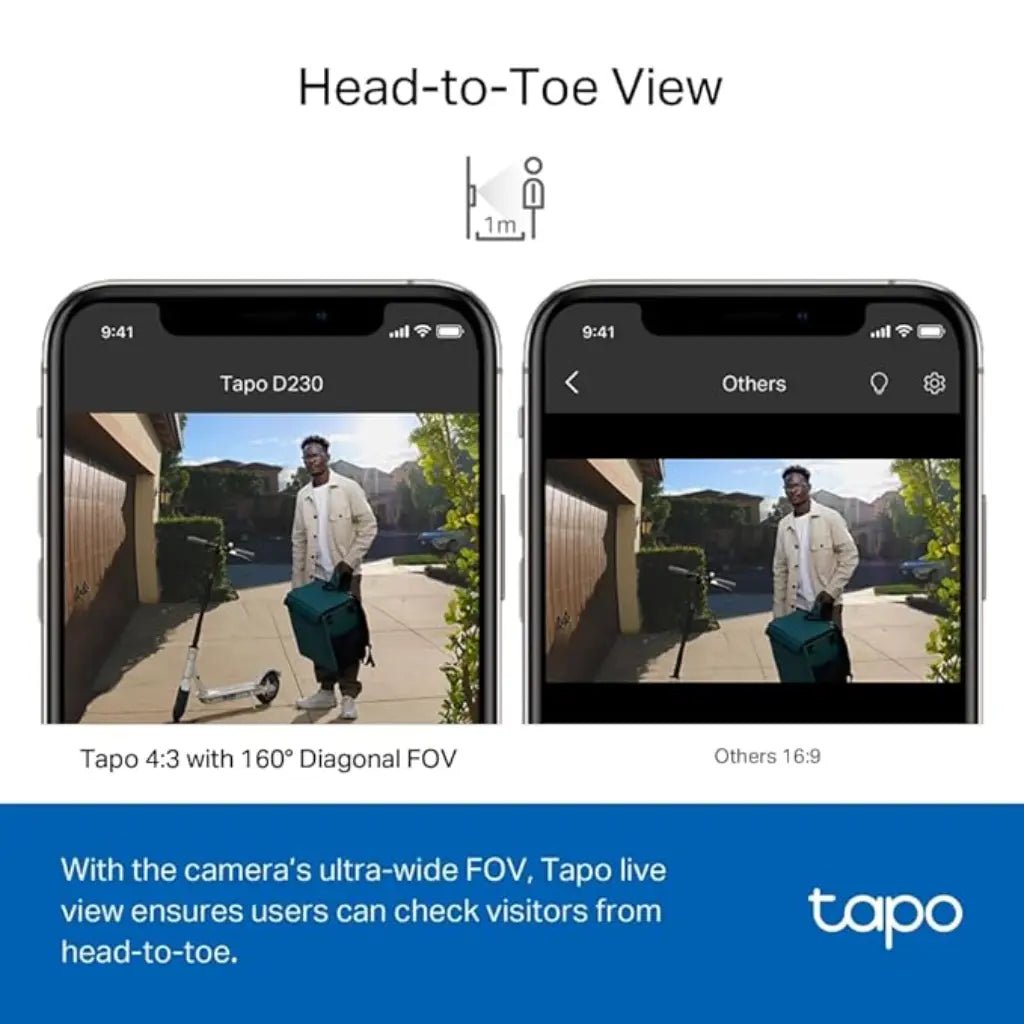 TP-Link Tapo D230-S1 2K 5MP Smart Wireless Video Doorbell with Two-Way Audio and IP64 Weatherproof Rating