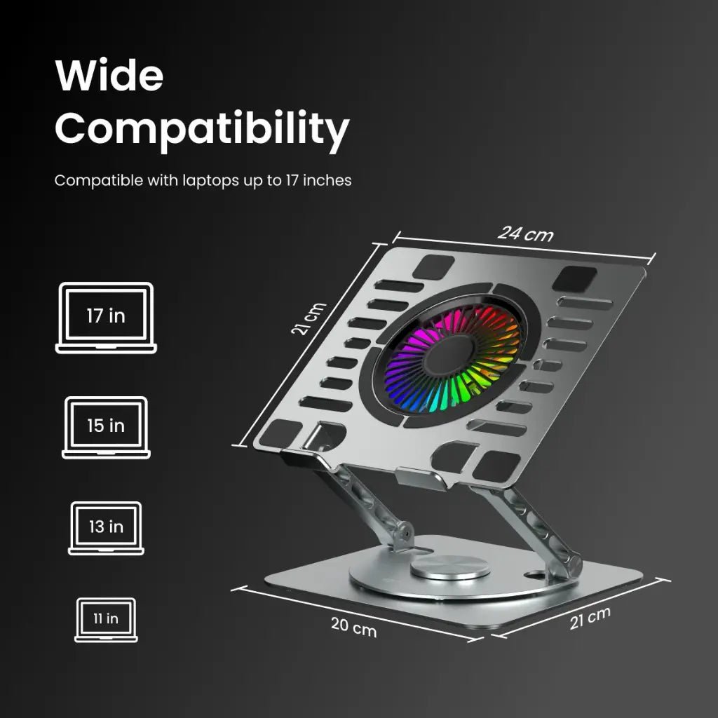 Portronics My Buddy Spinlight POR 2002 Adjustable Laptop Stand with Integrated 1200 RPM Cooling Fan
