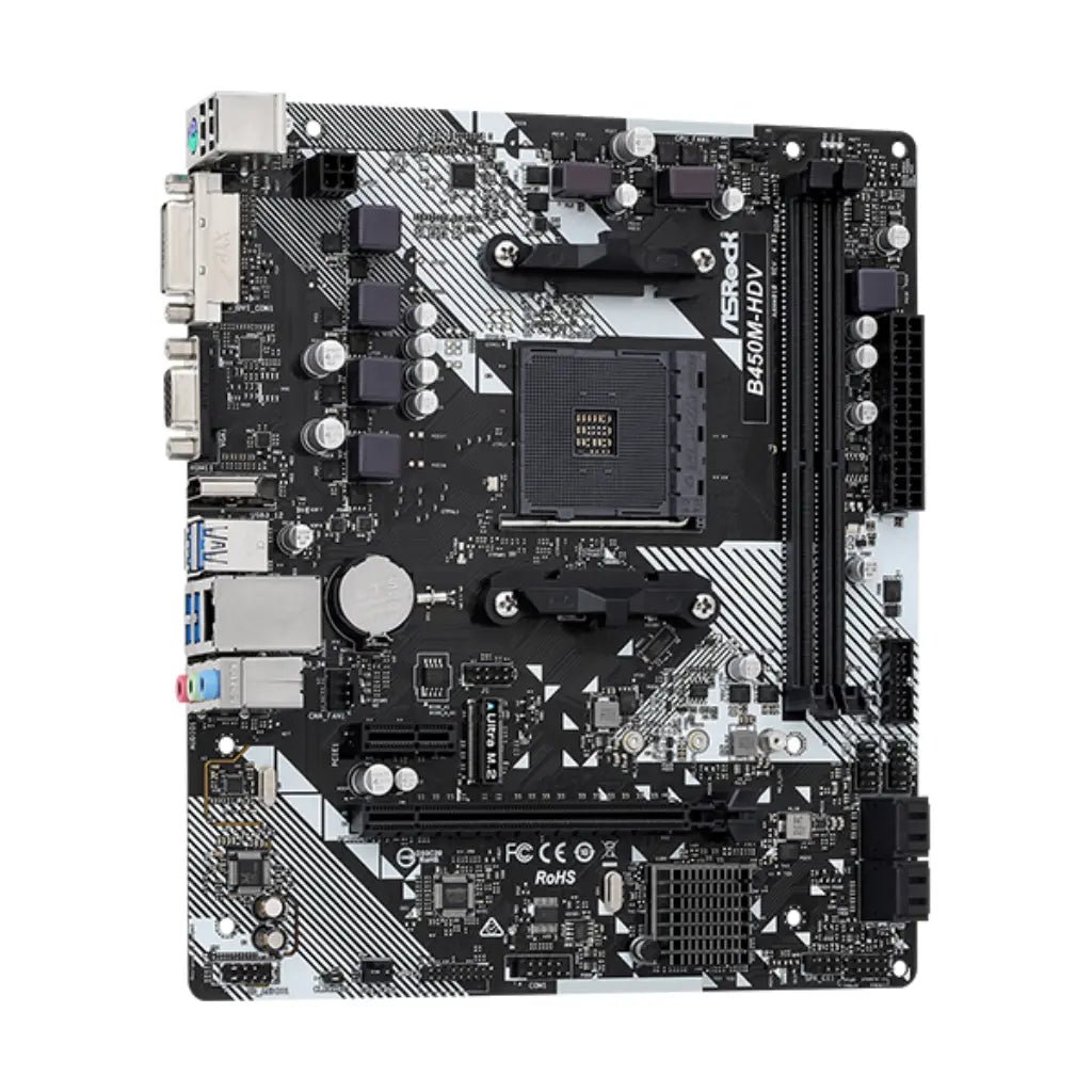 ASRock B450M-HDV R4.0 AMD B450 Socket AM4 DDR4 Micro ATX Motherboard