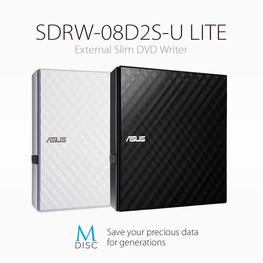 ASUS SDRW-08D2S-U Lite Portable 8X External DVD Writer with M-DISC Support