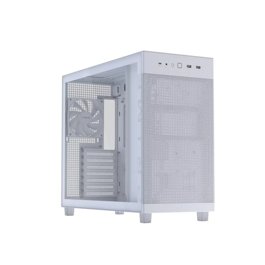 ASUS Prime AP303 White ATX Mid-Tower PC Case with Tempered Glass and 360mm Radiator Support