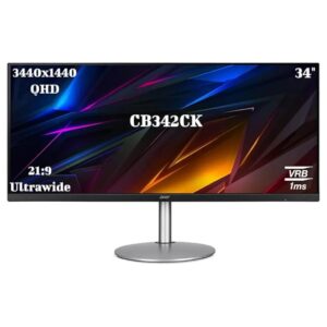 Acer CB342CK 34-inch UltraWide QHD IPS Monitor, 75Hz Refresh Rate, 1ms Response Time