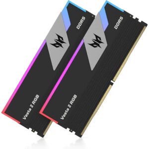 Acer Predator Vesta II 64GB (2x32GB) DDR5 6000MHz CL30 RGB Gaming RAM Kit - Black, Intel XMP 3.0 & AMD EXPO Compatible