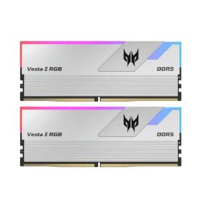 Acer Predator Vesta II 32GB (2x16GB) DDR5 7200MHz CL34 RGB Gaming RAM - Silver White, Intel XMP 3.0 & AMD EXPO Support