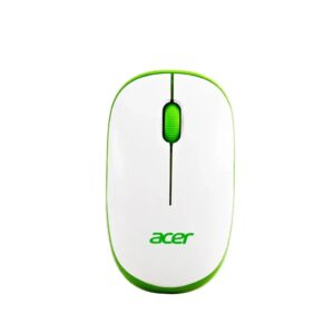 Acer Wireless Optical Mouse, 1600 DPI, 2.4GHz Nano Receiver, White and Green