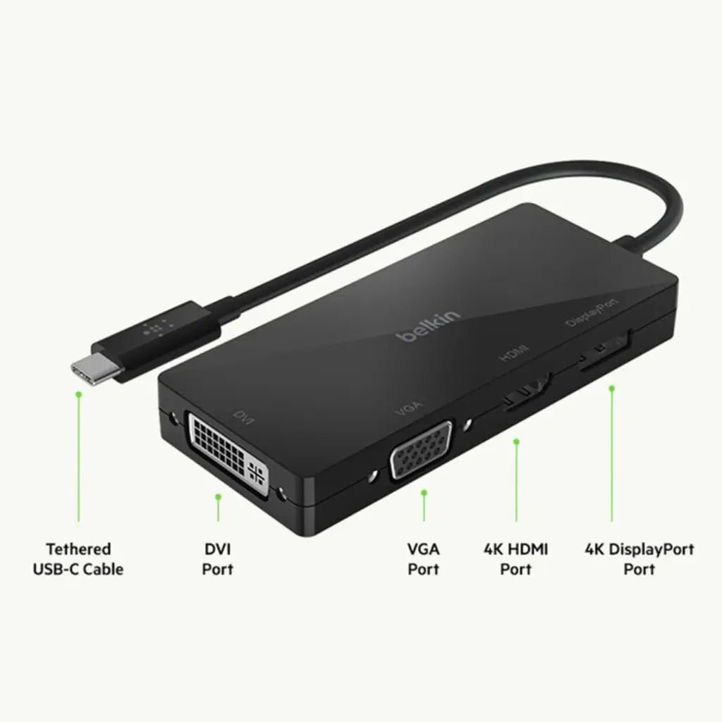 Belkin USB-C to HDMI and DisplayPort Multiport Video Adapter (AVC003BTBK)