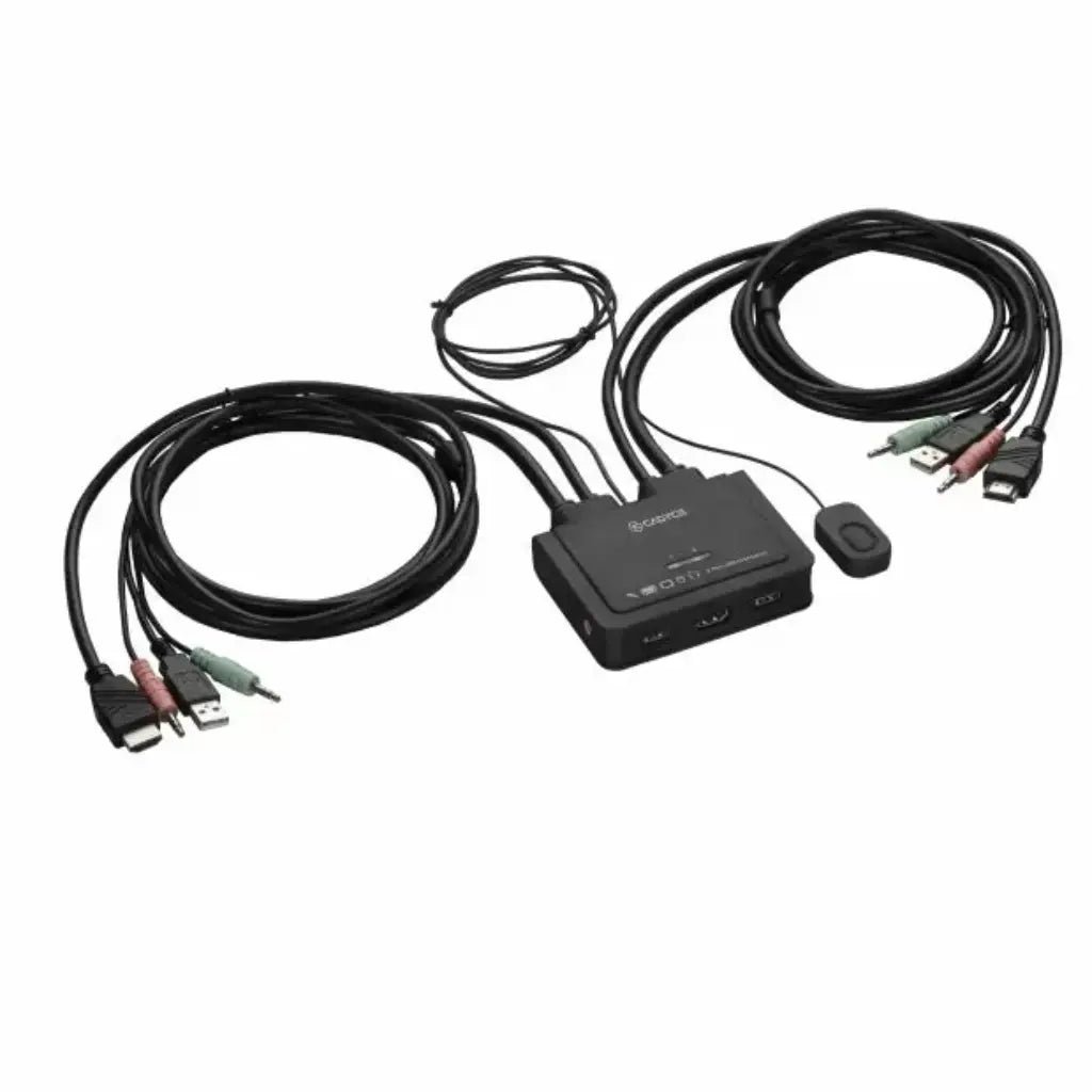 Cadyce CA-HDK200 2-Port HDMI USB KVM Switch with 4K UHD Support and Audio/Mic Combo