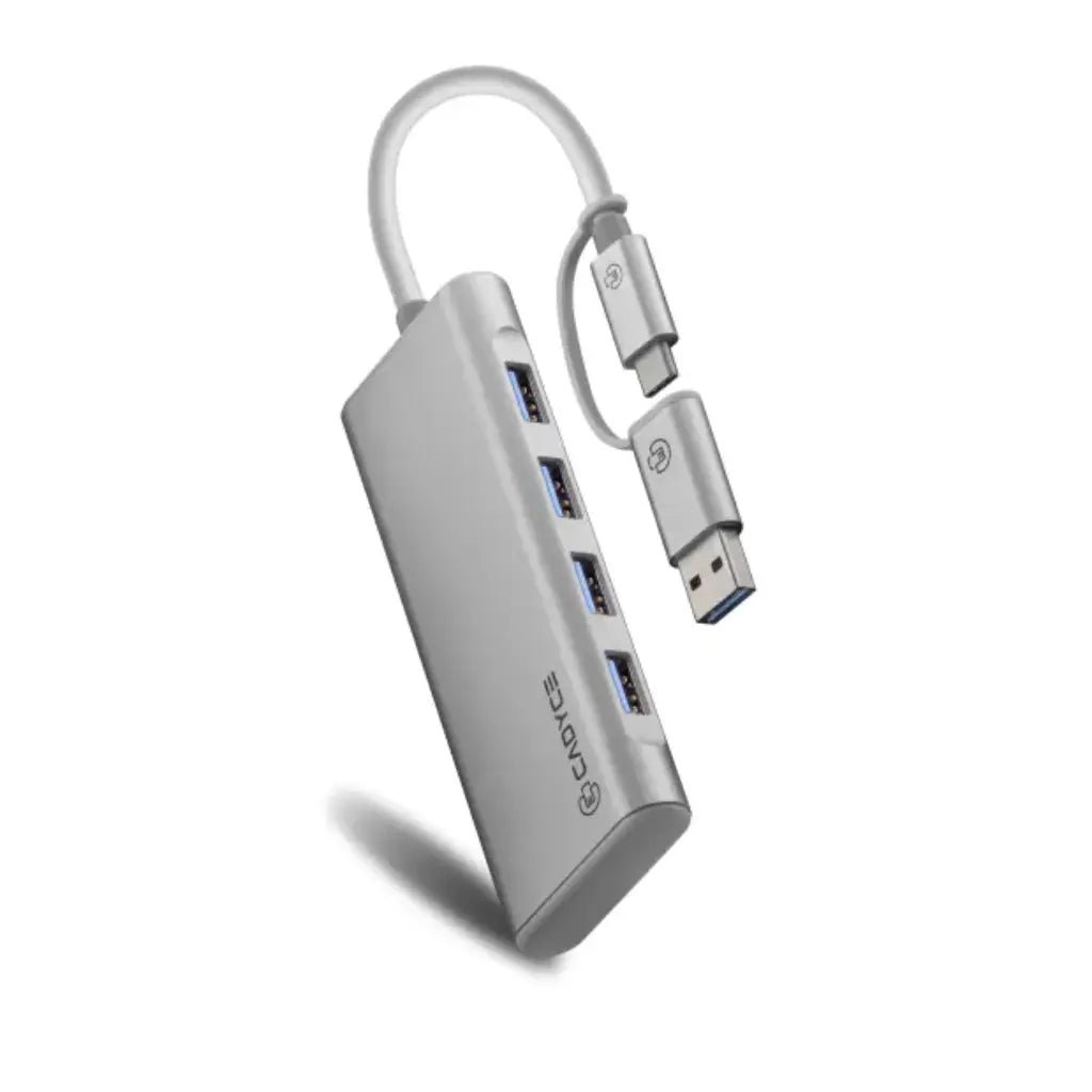 Cadyce CA-UC4H 4-Port USB-C and USB 3.0 Hub for Windows and Mac