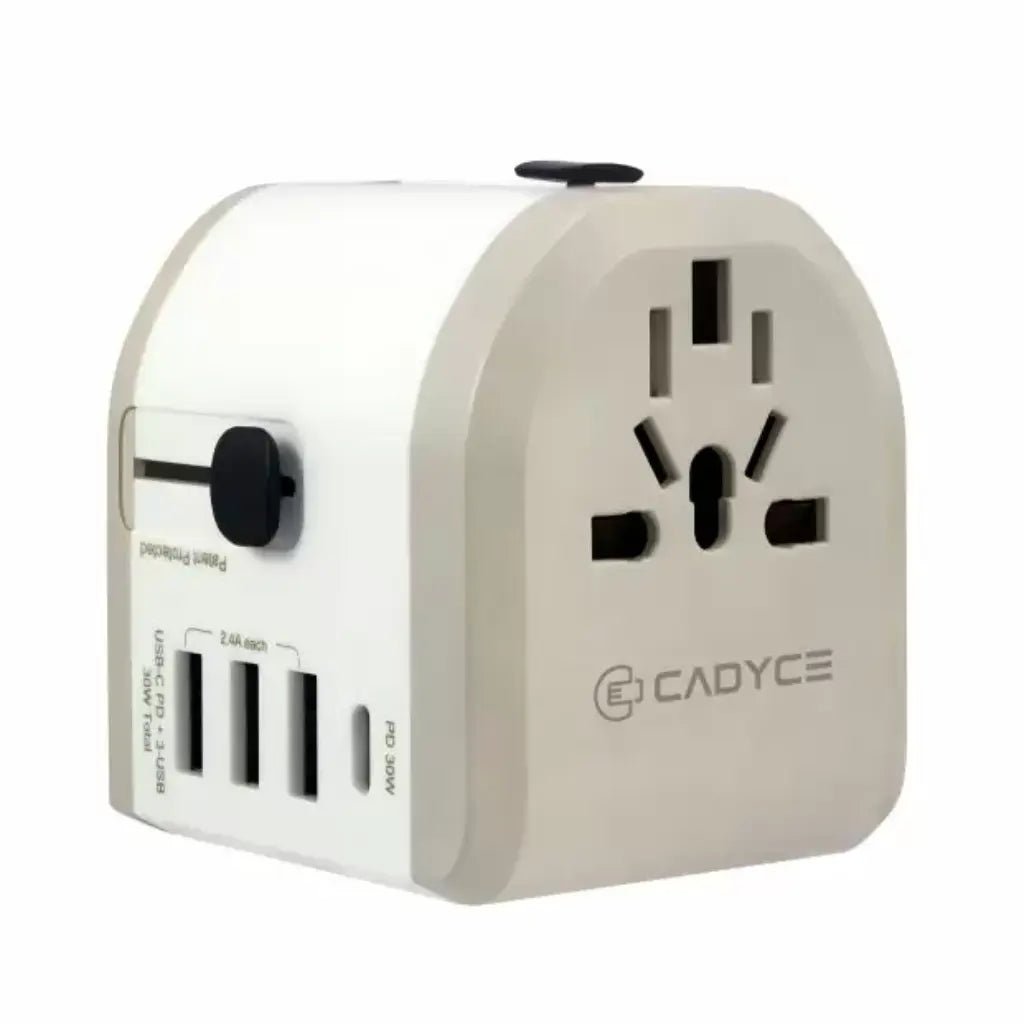Cadyce CA-UTA 30W Universal Travel Adapter with USB-C Power Delivery and 3 USB Charging Ports