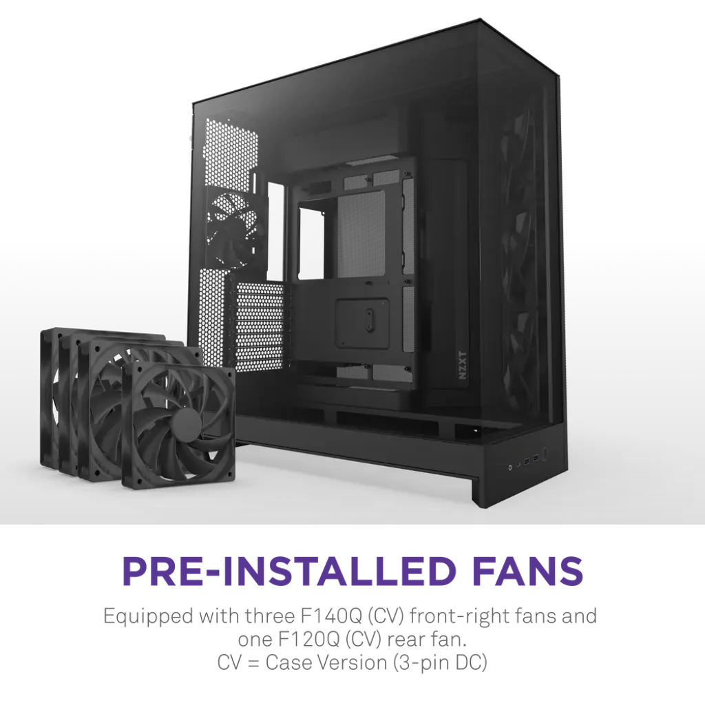 NZXT H9 Flow Premium Dual-Chamber Mid-Tower ATX Case with Tempered Glass Panels and High-Performance Airflow