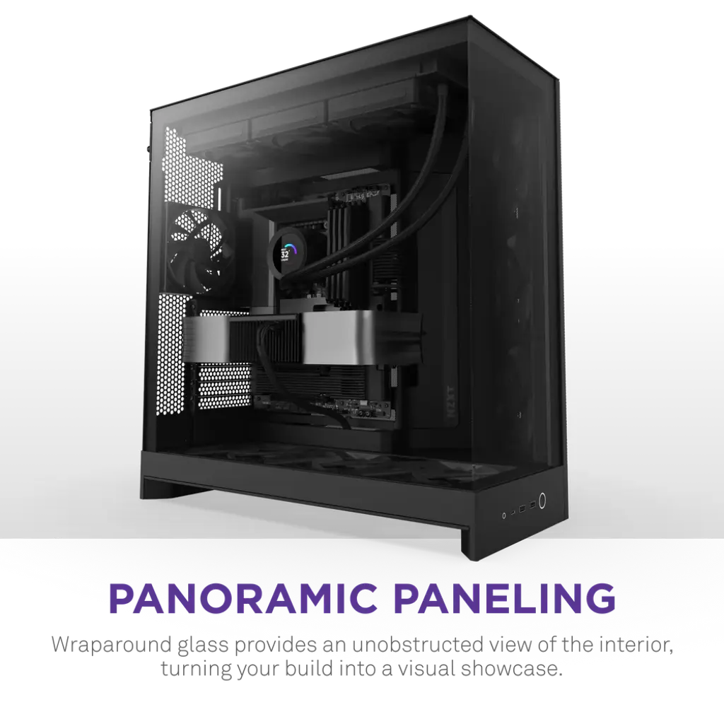NZXT H9 Flow Premium Dual-Chamber Mid-Tower ATX Case with Tempered Glass Panels and High-Performance Airflow