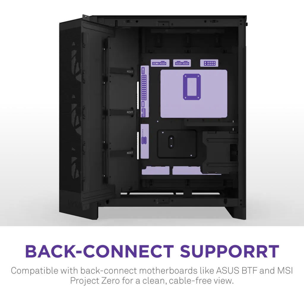 NZXT H9 Flow Premium Dual-Chamber Mid-Tower ATX Case with Tempered Glass Panels and High-Performance Airflow