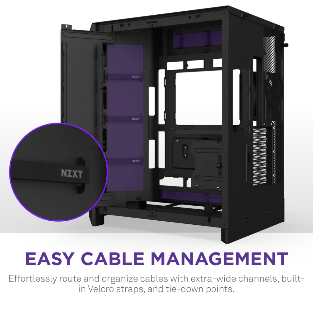 NZXT H9 Flow Premium Dual-Chamber Mid-Tower ATX Case with Tempered Glass Panels and High-Performance Airflow