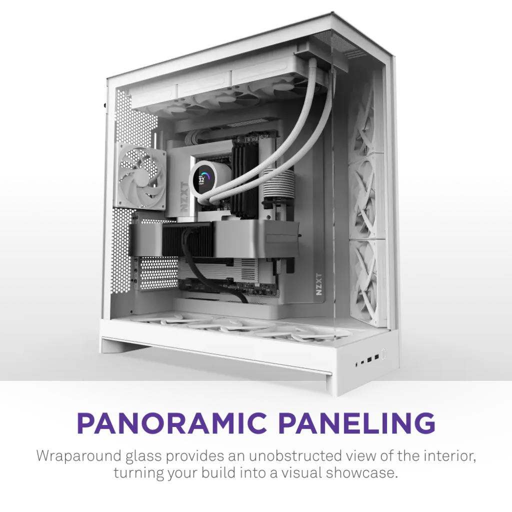 NZXT H9 Flow 2025 Dual-Chamber Mid-Tower ATX Tempered Glass Airflow PC Case - White