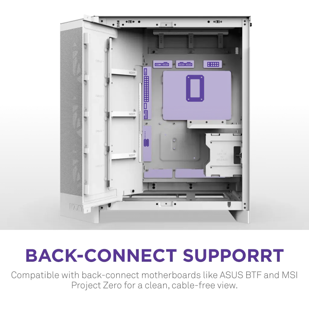 NZXT H9 Flow 2025 Dual-Chamber Mid-Tower ATX Tempered Glass Airflow PC Case - White