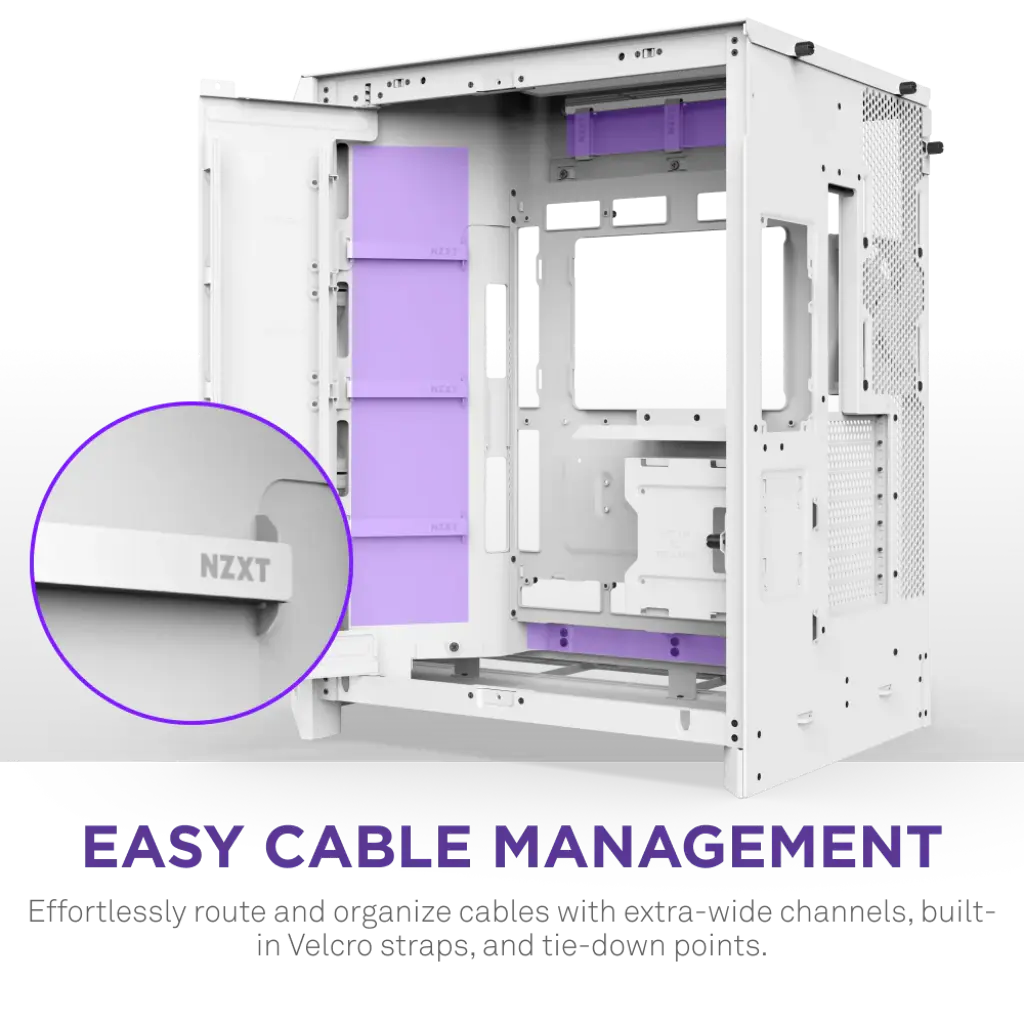 NZXT H9 Flow 2025 Dual-Chamber Mid-Tower ATX Tempered Glass Airflow PC Case - White