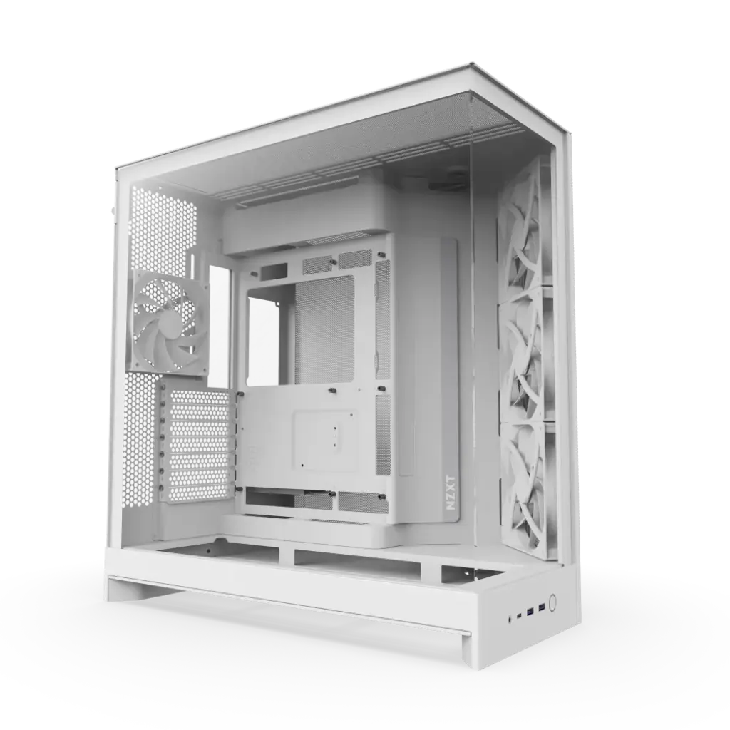 NZXT H9 Flow 2025 Dual-Chamber Mid-Tower ATX Tempered Glass Airflow PC Case - White